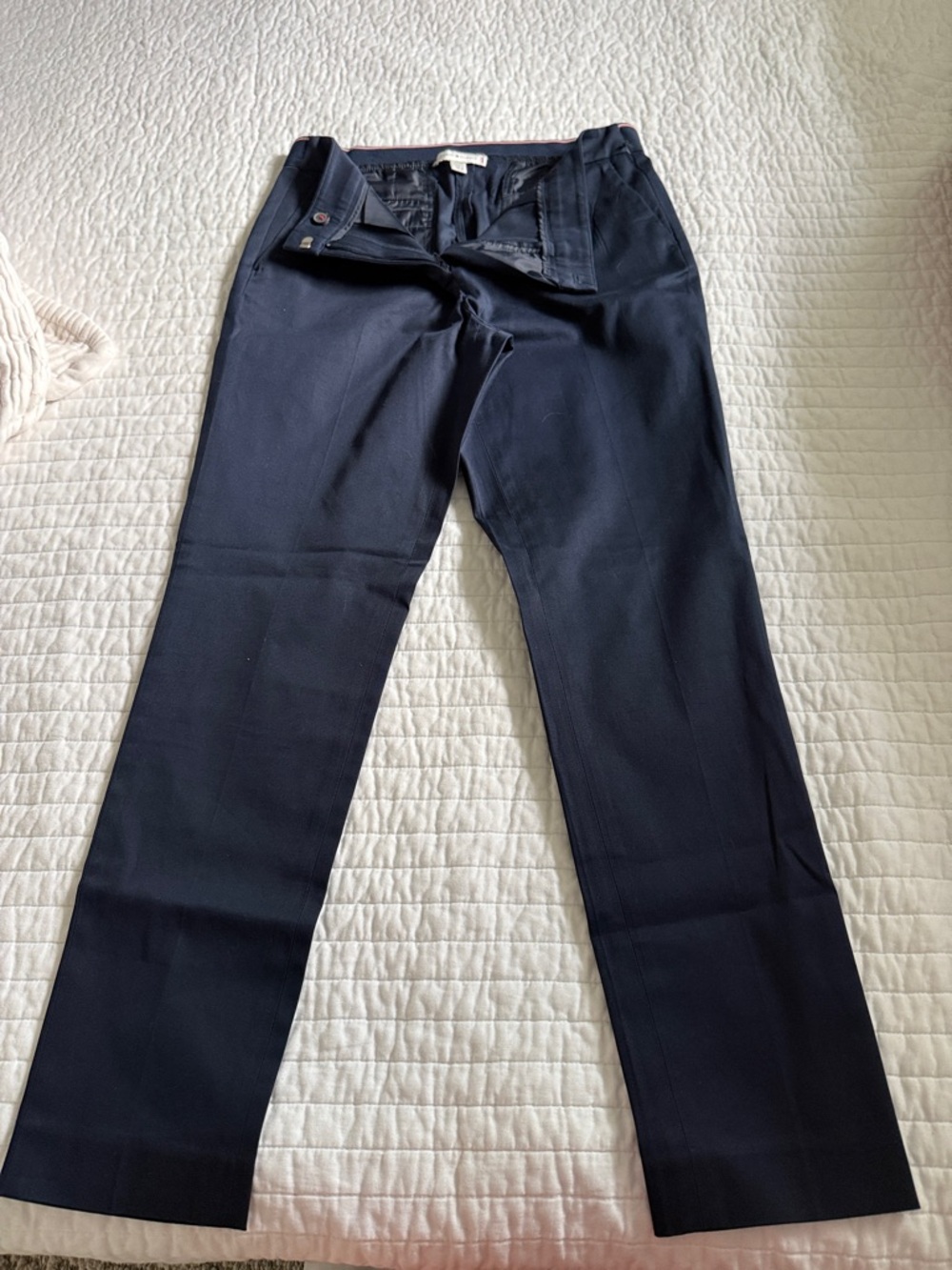 Tommy Hilfiger Navy Dress Trousers with Signature Trim